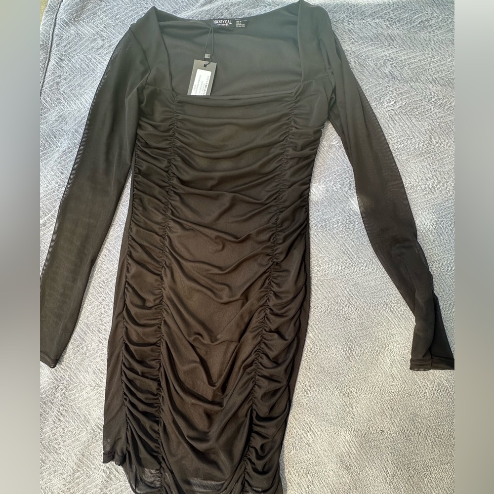 Mesh rushed mini dress